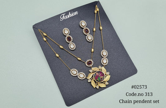 Chain pendant set 02573 - KRISHNA'S SWETA JEWELLERY