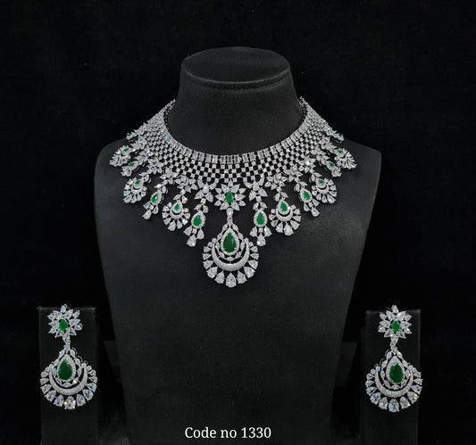 Cz Bride Set 02258 - KRISHNA'S SWETA JEWELLERY