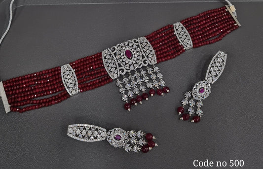 Cz Choker 03965 - KRISHNA'S SWETA JEWELLERY