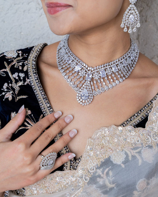 Cz Necklace 01387 - KRISHNA'S SWETA JEWELLERY