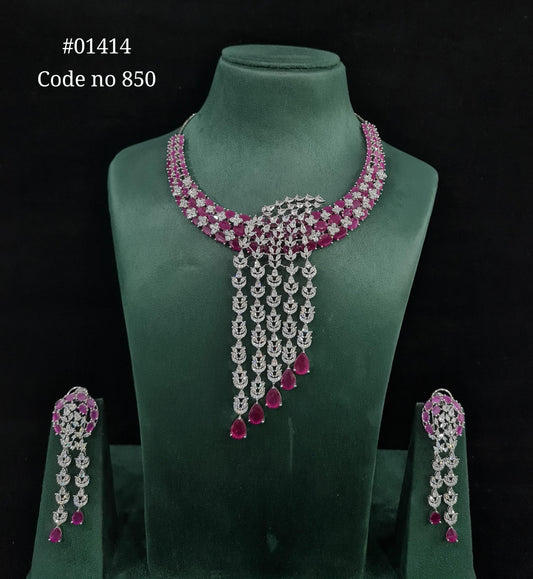CZ necklace 01414 - KRISHNA'S SWETA JEWELLERY