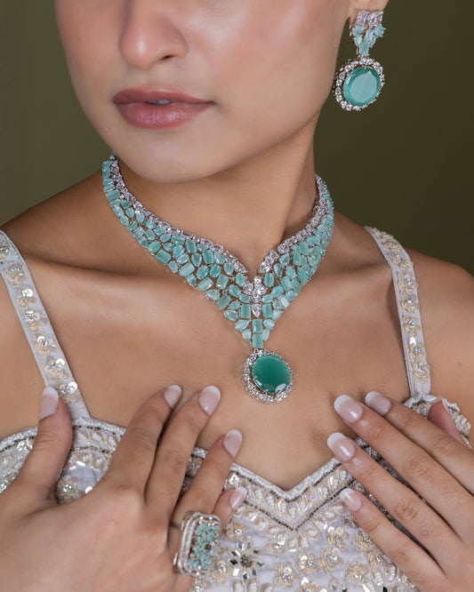 Cz necklace 01896 - KRISHNA'S SWETA JEWELLERY