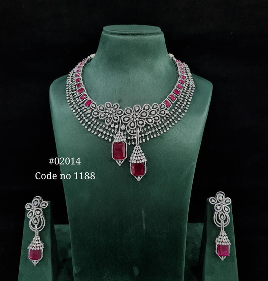 CZ Necklace 02014 - KRISHNA'S SWETA JEWELLERY