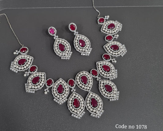 Cz necklace 03840 - KRISHNA'S SWETA JEWELLERY