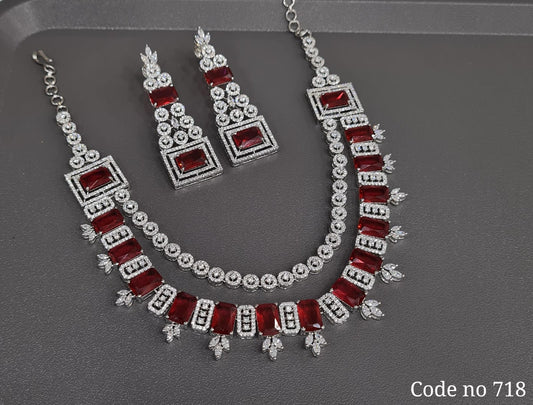 Cz Necklace 03841 - KRISHNA'S SWETA JEWELLERY