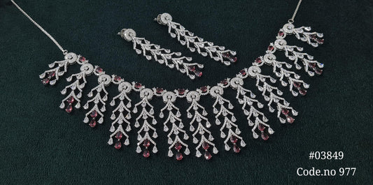 Cz Necklace 03849 - KRISHNA'S SWETA JEWELLERY