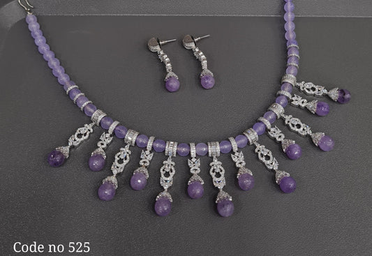 Cz Necklace 03942 - KRISHNA'S SWETA JEWELLERY