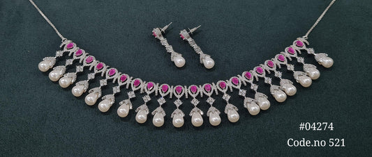 Cz Necklace 04274 - KRISHNA'S SWETA JEWELLERY