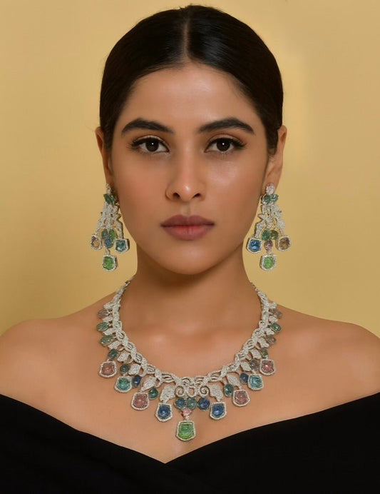 Cz Necklace 04548 - KRISHNA'S SWETA JEWELLERY