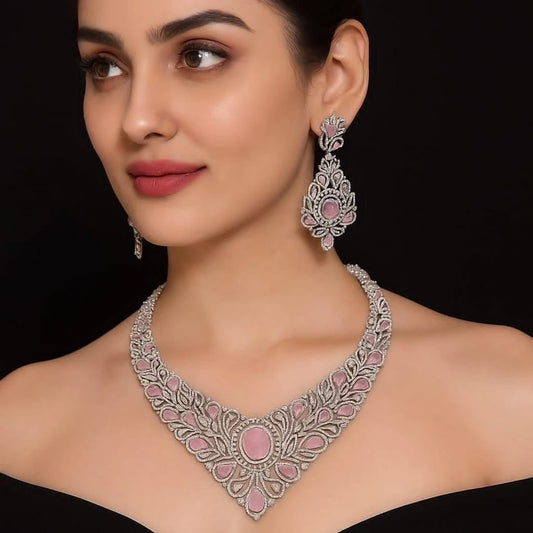 Cz Necklace 04550 - KRISHNA'S SWETA JEWELLERY