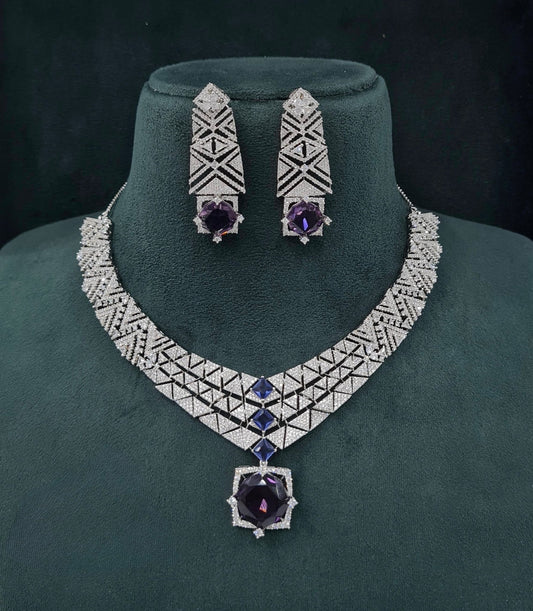 Cz Necklace 06094 - KRISHNA'S SWETA JEWELLERY