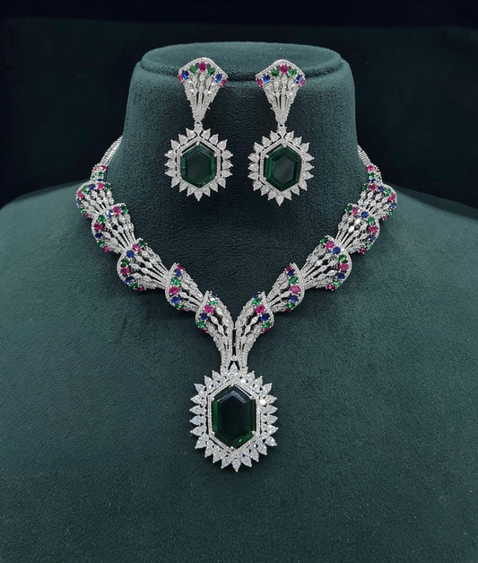 Cz Necklace 06095 - KRISHNA'S SWETA JEWELLERY