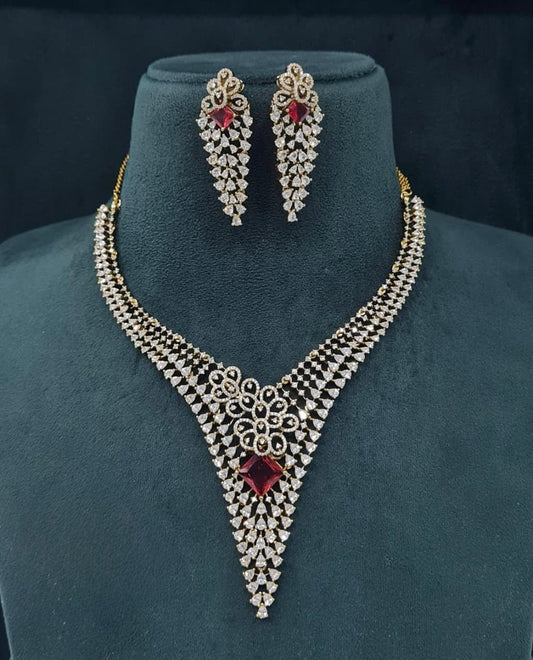 Cz Necklace 06773 - KRISHNA'S SWETA JEWELLERY