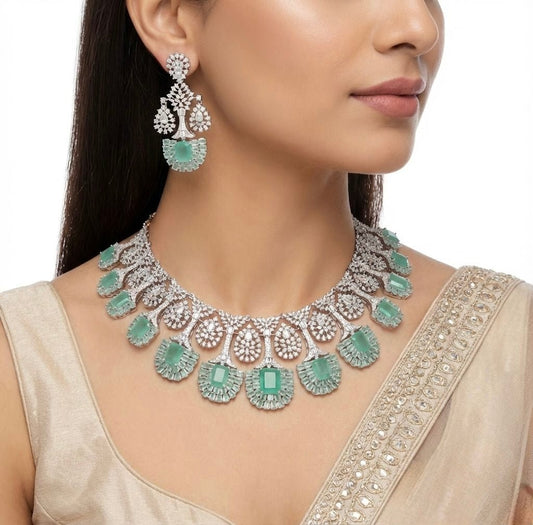 Cz Necklace 06841 - KRISHNA'S SWETA JEWELLERY