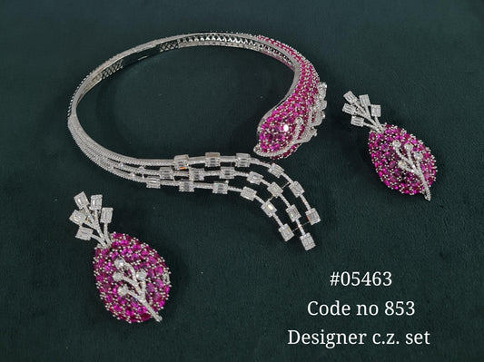 Cz Statement Necklace 05463 - KRISHNA'S SWETA JEWELLERY