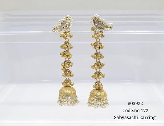 Golden Earrings 03922 - KRISHNA'S SWETA JEWELLERY