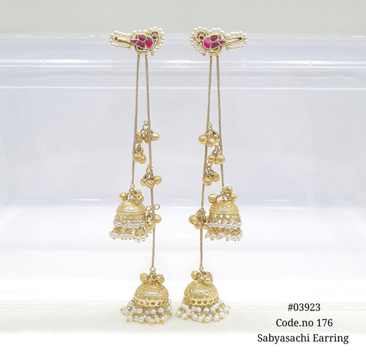 Golden Earrings 03923 - KRISHNA'S SWETA JEWELLERY