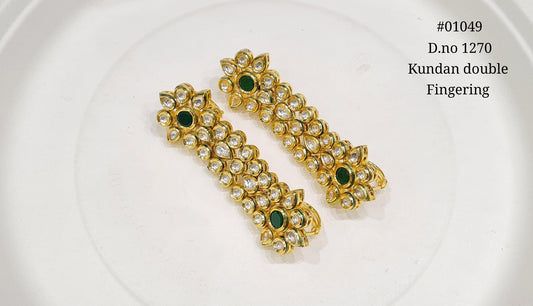 Kundan Double Finger Ring 01049 - KRISHNA'S SWETA JEWELLERY