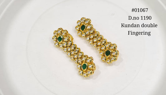Kundan Double Finger Ring 01067 - KRISHNA'S SWETA JEWELLERY