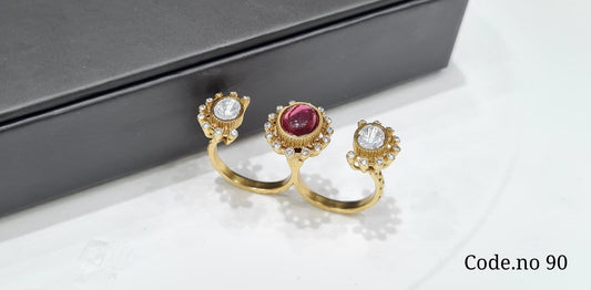 Kundan Fingerring 00064 - KRISHNA'S SWETA JEWELLERY