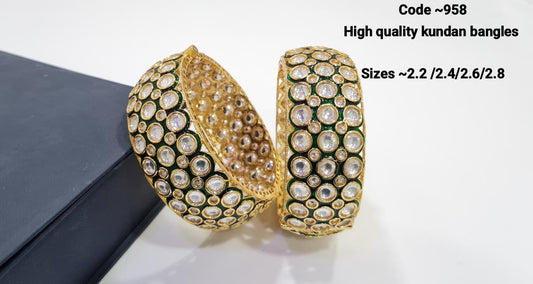 Kundan Meenakari Round Polki Bangles - KRISHNA'S SWETA JEWELLERY