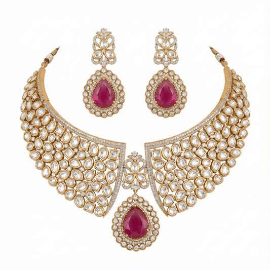 Kundan Necklace 01187 - KRISHNA'S SWETA JEWELLERY