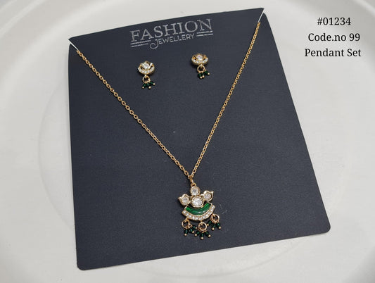 Kundan Pendant 01234 - KRISHNA'S SWETA JEWELLERY