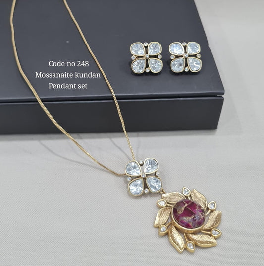 Kundan Pendant Set 00120 - KRISHNA'S SWETA JEWELLERY