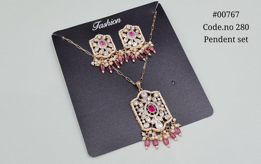 Kundan pendant set 00767 - KRISHNA'S SWETA JEWELLERY