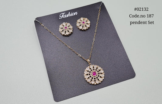 Kundan pendant set 02132 - KRISHNA'S SWETA JEWELLERY