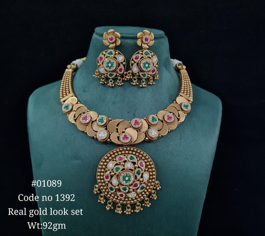 Kundan PP Necklace 01089 - KRISHNA'S SWETA JEWELLERY