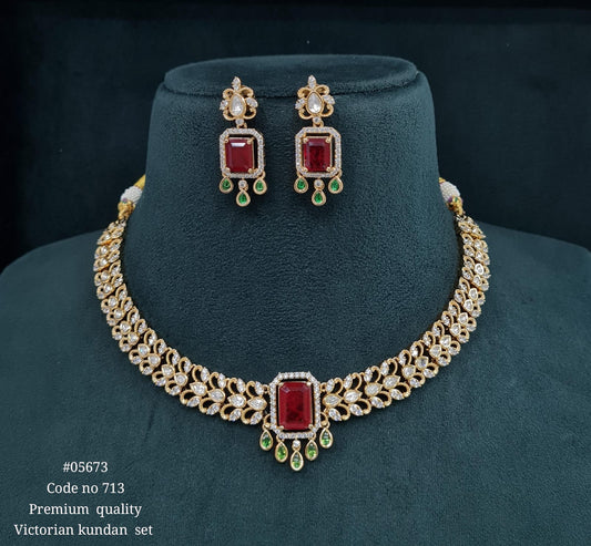 Victorian Necklace 05673 - KRISHNA'S SWETA JEWELLERY