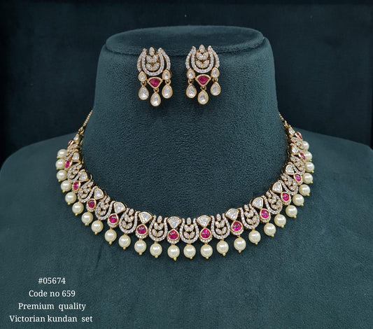 Victorian Necklace 05674 - KRISHNA'S SWETA JEWELLERY