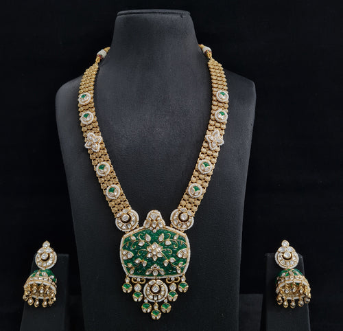 Meenakari kundan necklace set