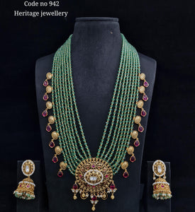 Kundan ruby green Mala set 00383