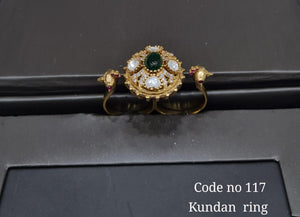 kundan double finger ring 00107