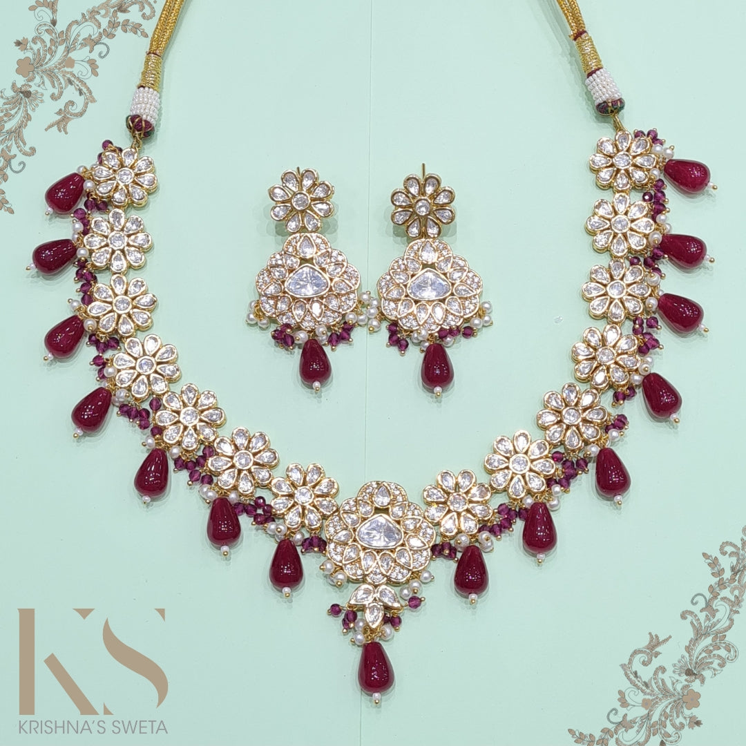 Kundan Pear Drop Necklace