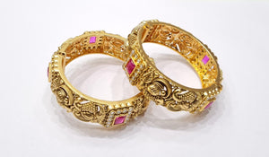 Temple Jewellery Ruby Bangles | Exquisite Indian Traditions | Peacock Work  | Krishna's Sweta