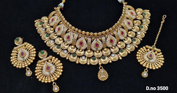 Rajwadi Polish Gold Plated Mukut Set