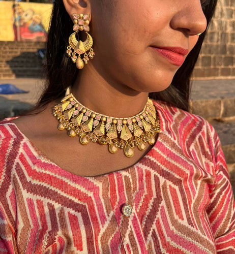 Kundan Meenakari necklace set (1)