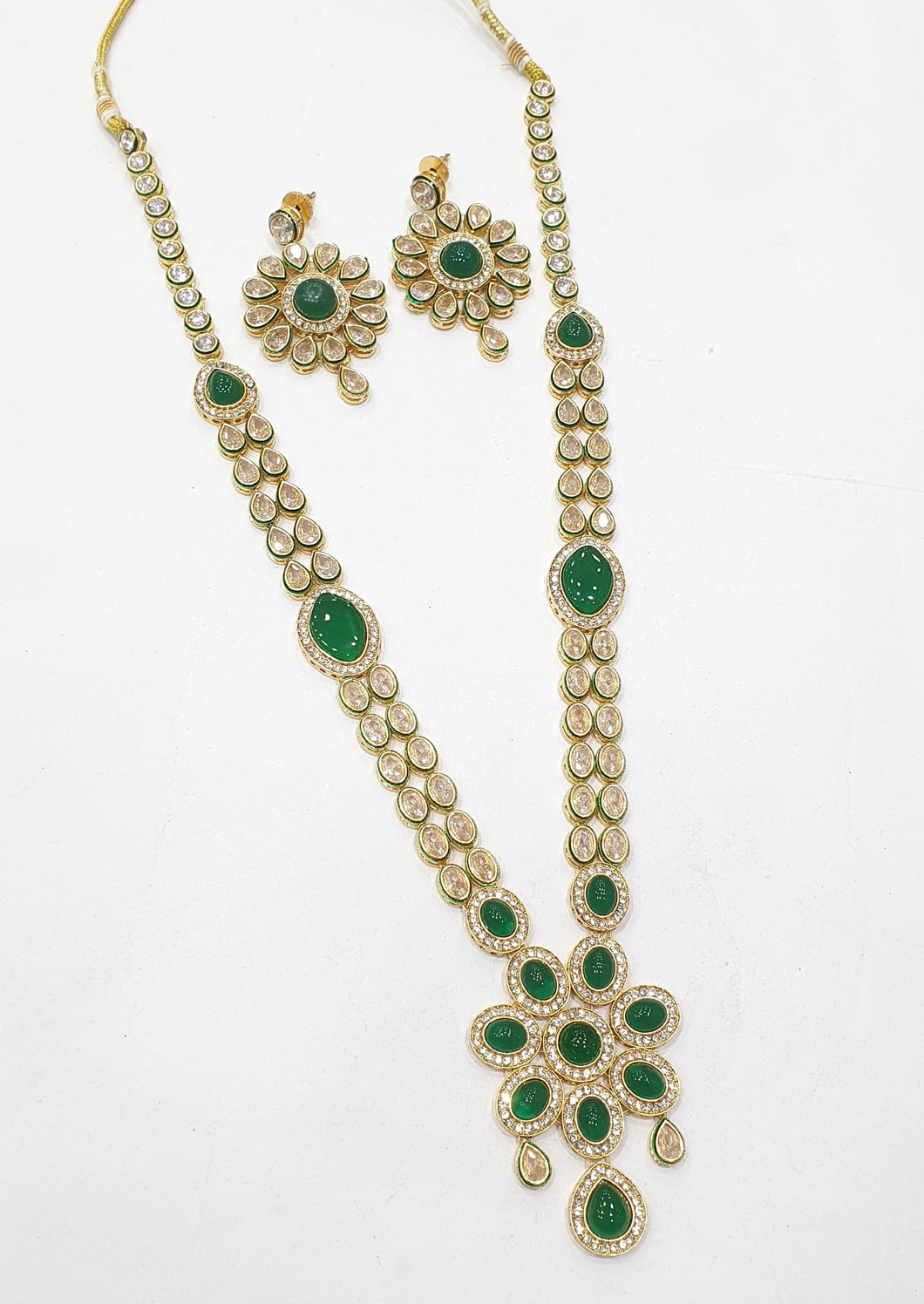 Brass Kundan Long Necklace Set (8)