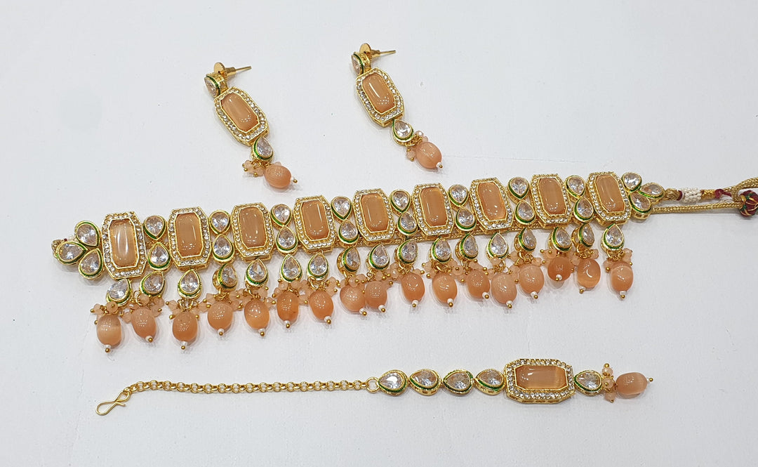 Brass Kundan Choker Set (1)