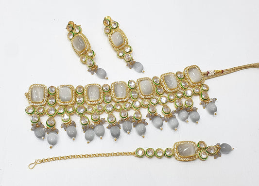 Brass Kundan Choker Set (2)