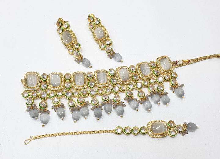 Brass Kundan Choker Set (2)