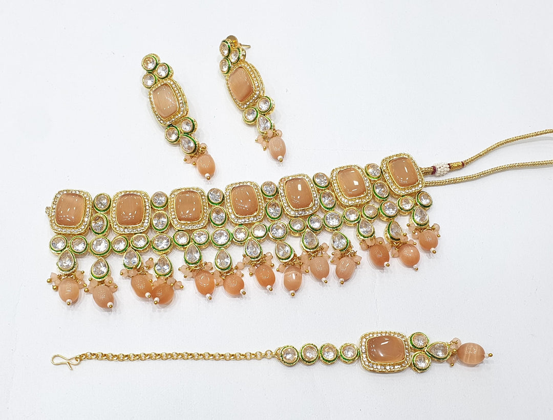 Brass Kundan Choker Set (2)