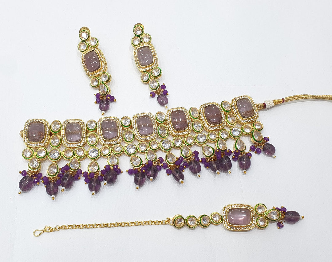 Brass Kundan Choker Set (2)