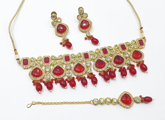 Brass Kundan Choker Set (3)