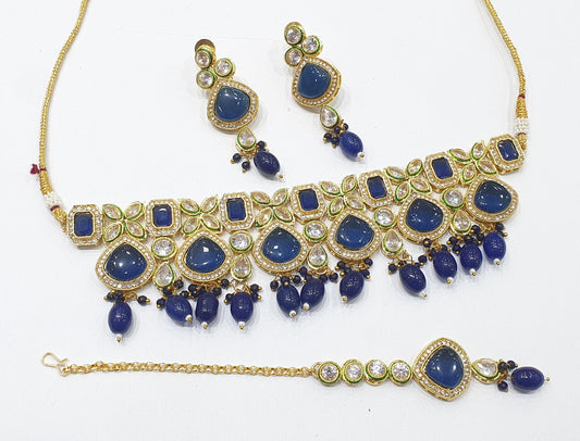 Brass Kundan Choker Set (3)
