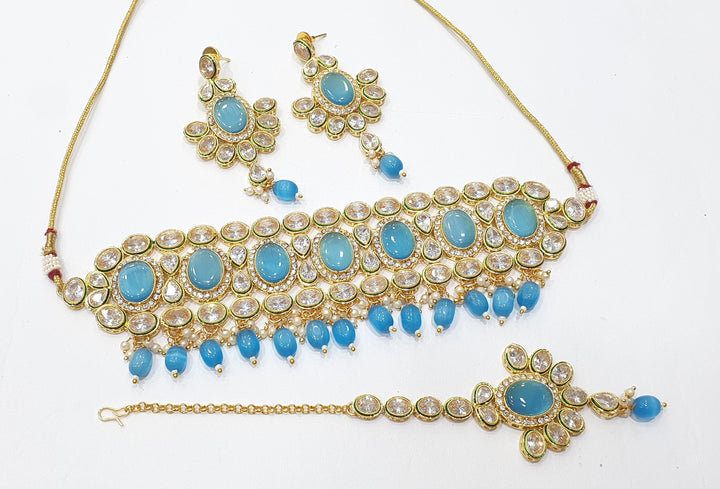 Brass Kundan Choker Set (4)