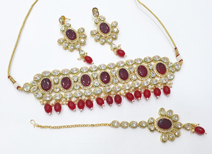 Brass Kundan Choker Set (4)